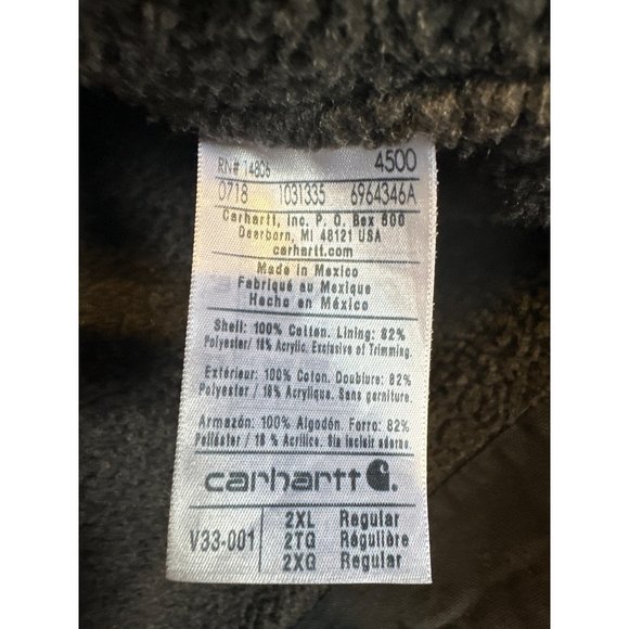 CARHARTT LOOSE FIT WASHED DUCK SHERPA-LINED MOCK-NECK VEST SIZE 2XL - Picture 10 of 11